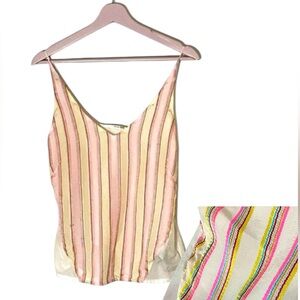 J Brand metallic‎ silk blend spaghetti straps tank top camisole Small